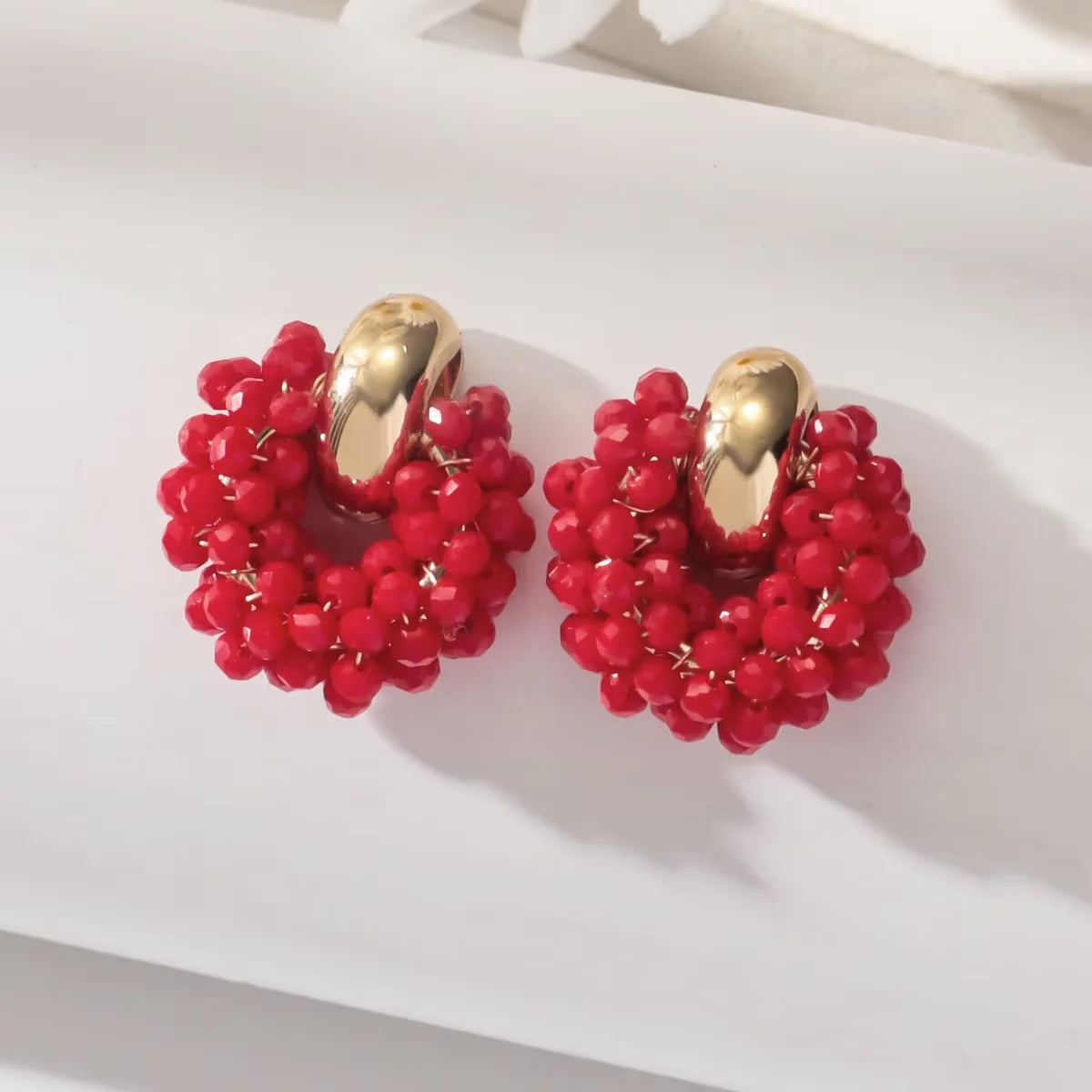 Boho Elegant round Crystal Beads Drop Earrings for Women Luxury Fashion Geometric Dangle Summer Beach Party Jewelry