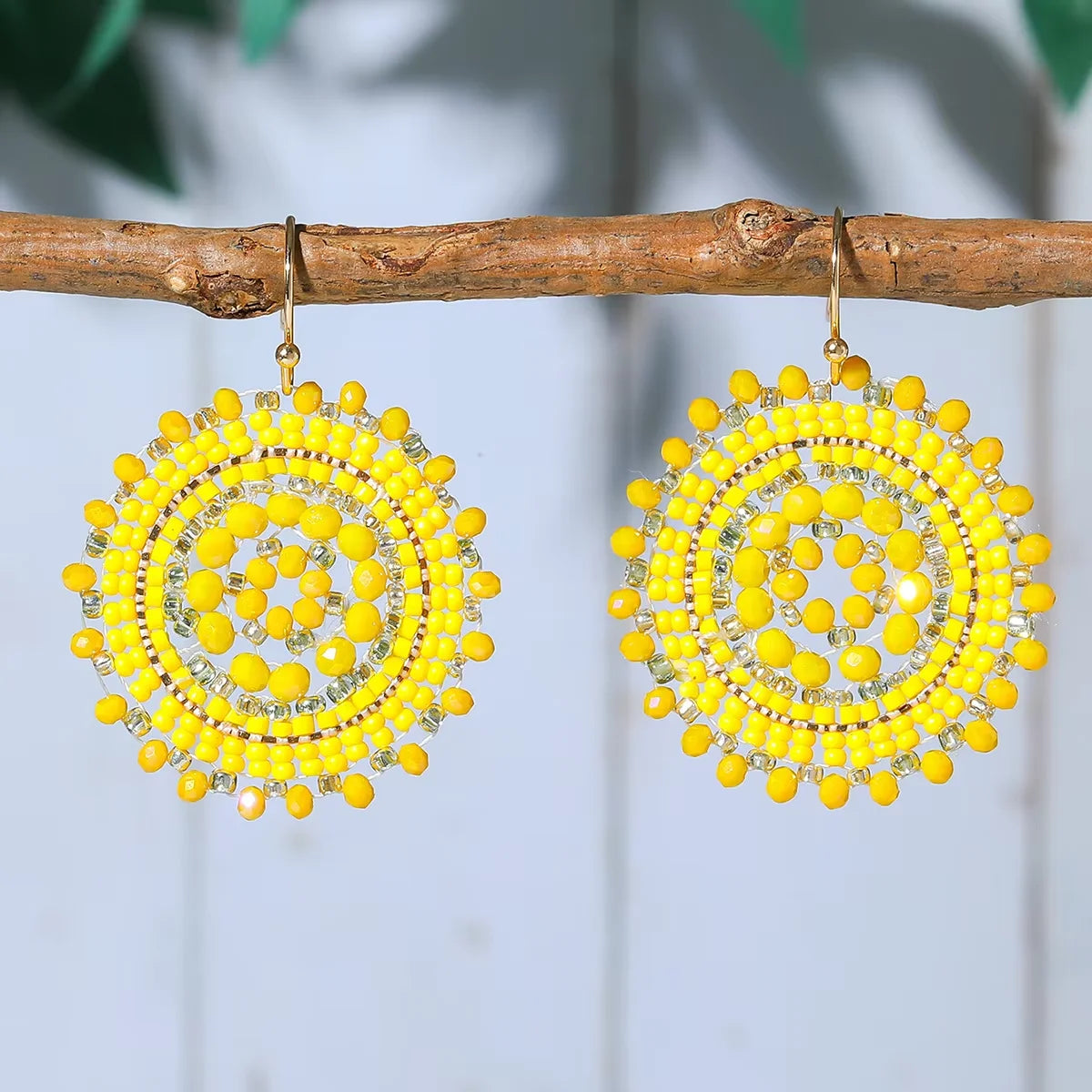 Exquisite Floral Design Drop Swing Earrings Vintage Boho Sparkling Rhinestone Beads for Vacation