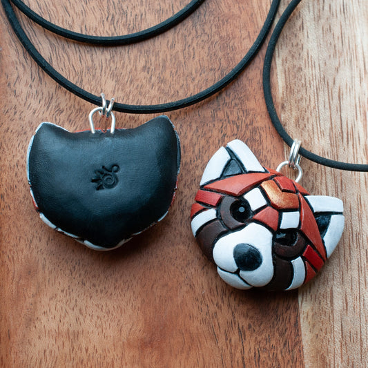 Red Panda Necklace, Leather, Gift idea for animal lovers, cord options, Endangered Species, Himalayan, Cute Spirit Animal, the perfect gift
