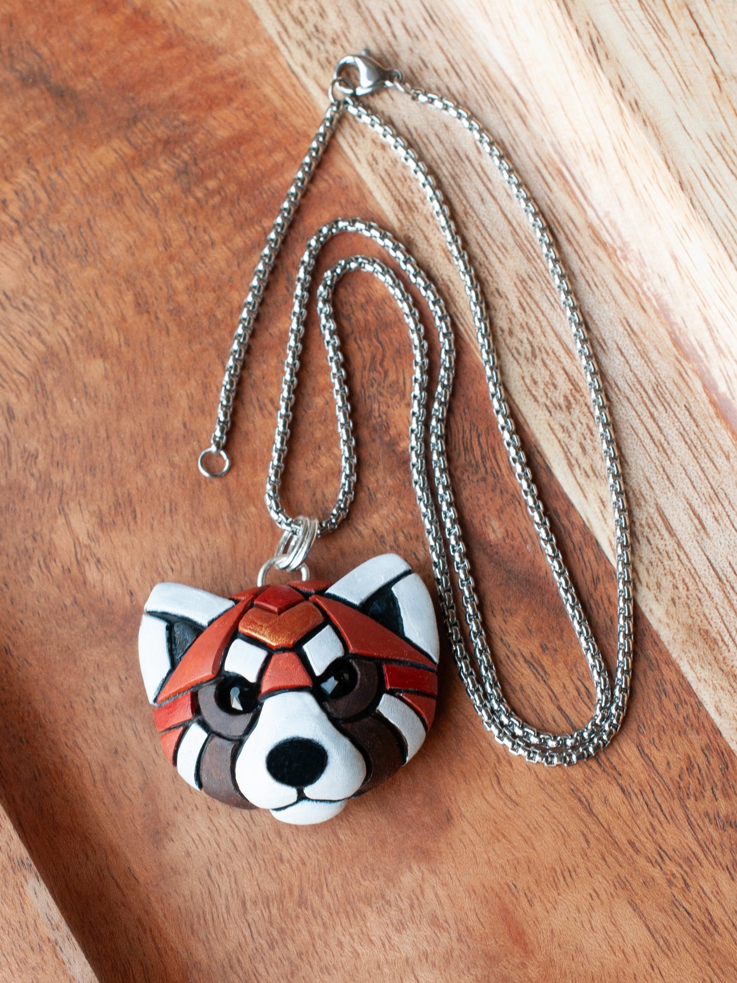 Red Panda Necklace, Leather, Gift idea for animal lovers, cord options, Endangered Species, Himalayan, Cute Spirit Animal, the perfect gift