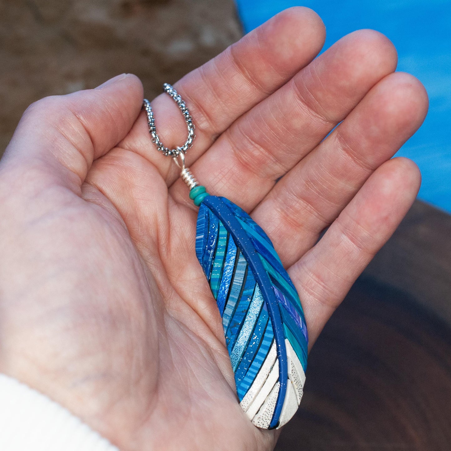 Blue Jay Feather Necklace on Black Suede or Chain, Gift Idea for Bird Watchers and Animal Lovers, North American Native Species, Bluebird