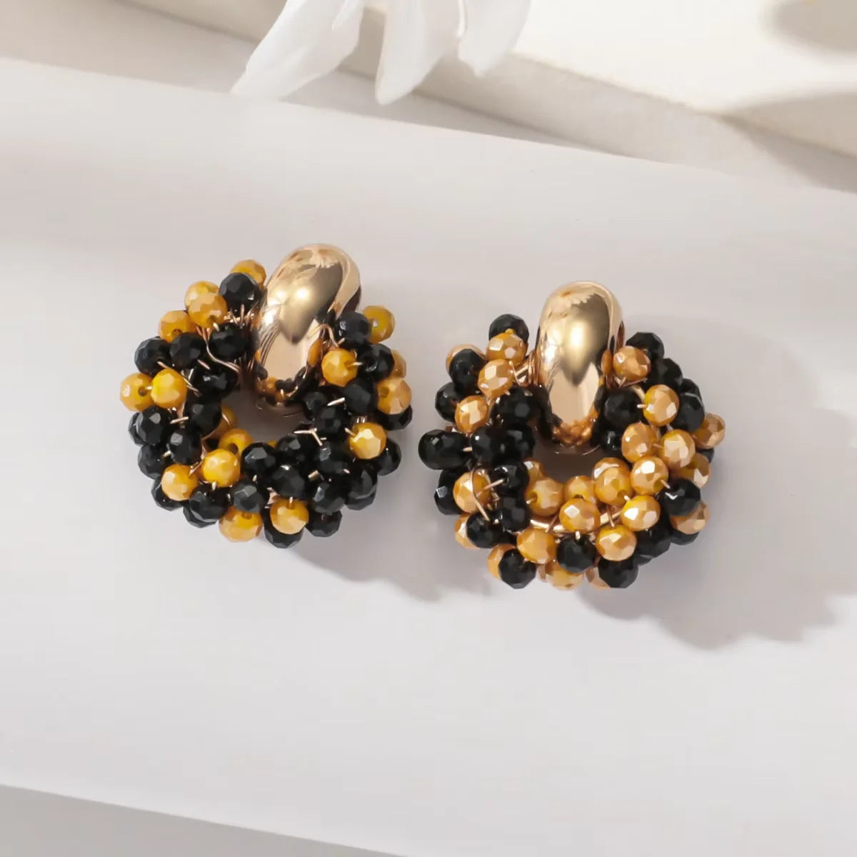Boho Elegant round Crystal Beads Drop Earrings for Women Luxury Fashion Geometric Dangle Summer Beach Party Jewelry