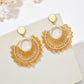 Bohemian Fan-Shaped Colored Bead Women's Earrings Retro Resort Style Unique Fashion Handmade Beaded Pendant Earrings
