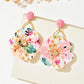 2026 New Bohemian Flower Earrings For Women Colorful Fabric Petal Dangle Earrings With Orange Raffia Stud Gold Hoop Statement Je