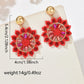 Bohemian Vintage Handmade Beaded Sunflower Pendant Earrings Fashionable Resort-Style Elegance Exquisite Niche Design Dangle Earr