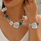 Vintage Bohemia Fashion Jewelry Set Multi-color Irregular Geometric Chunky Exaggerated Metal Necklaces Bracelets Gifts