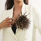 Retro Handmade Leopard Print Flower Brooch Women's Fashionable Unique Bold Design for Daily Wear And Parties