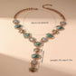Retro Chunky Chain Geometric Resin Necklace Women's Asymmetrical Metal Necklace Ethnic-Style Jewelry Gift