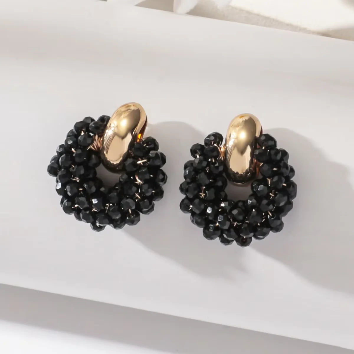Boho Elegant round Crystal Beads Drop Earrings for Women Luxury Fashion Geometric Dangle Summer Beach Party Jewelry