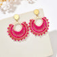 Bohemian Fan-Shaped Colored Bead Women's Earrings Retro Resort Style Unique Fashion Handmade Beaded Pendant Earrings