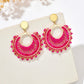 Bohemian Fan-Shaped Colored Bead Women's Earrings Retro Resort Style Unique Fashion Handmade Beaded Pendant Earrings