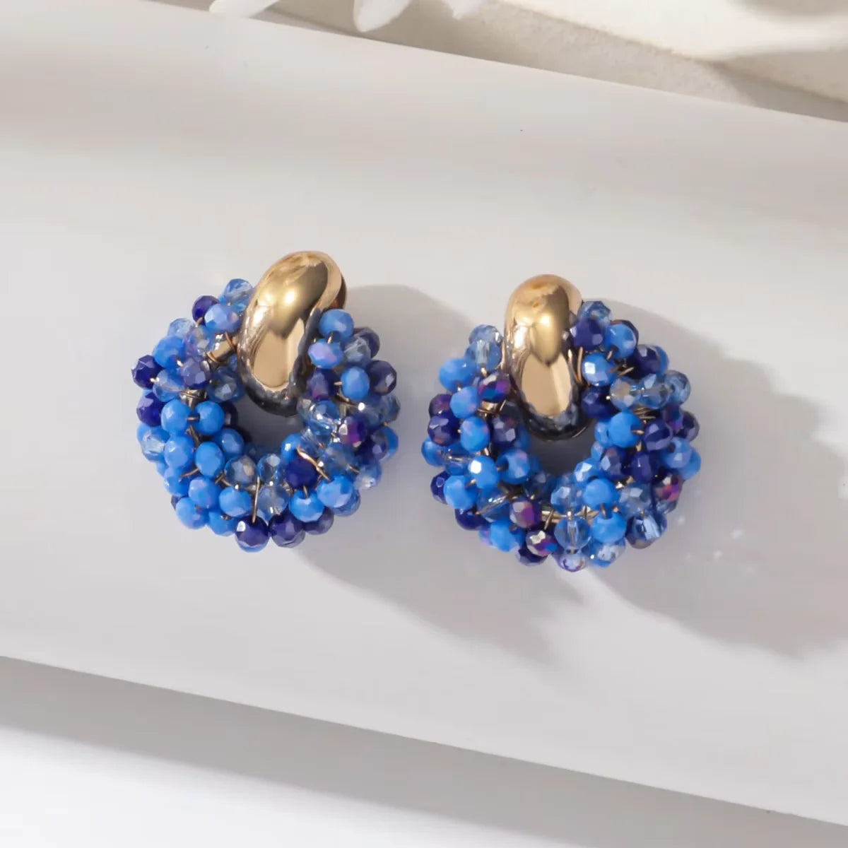 Boho Elegant round Crystal Beads Drop Earrings for Women Luxury Fashion Geometric Dangle Summer Beach Party Jewelry