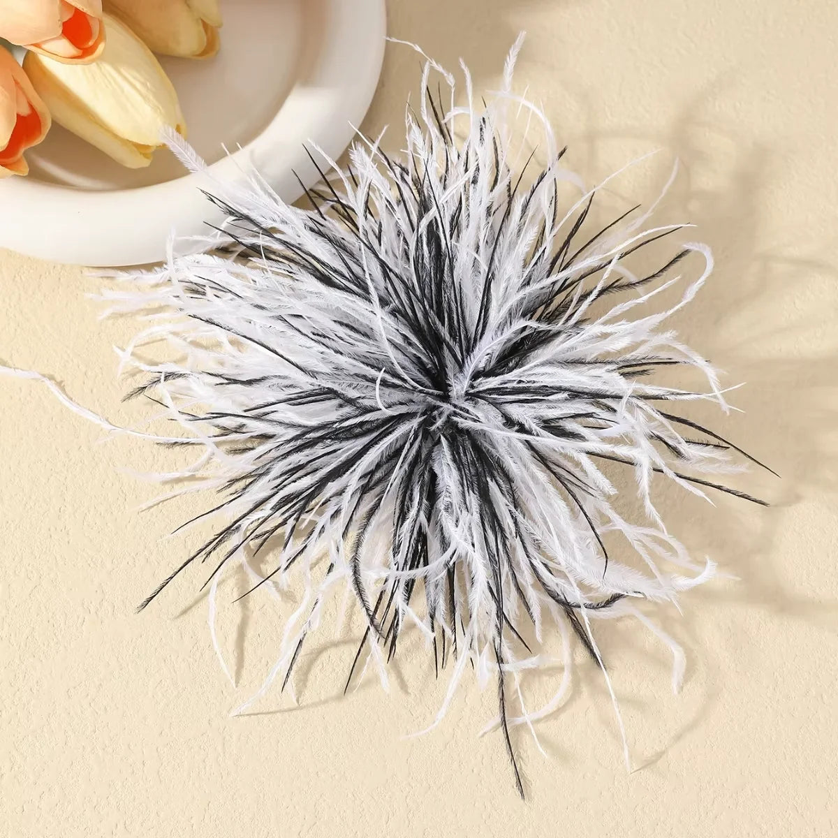15CM French Style Multicolor Feather Brooch for Women Vintage Trendy Handmade Lapel Pin Wedding Party Jewelry Accessory