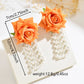 Romantic Imitation Pearl Rose Tassel Earrings for Women Simple Stylish Versatile Floral Daily Wear