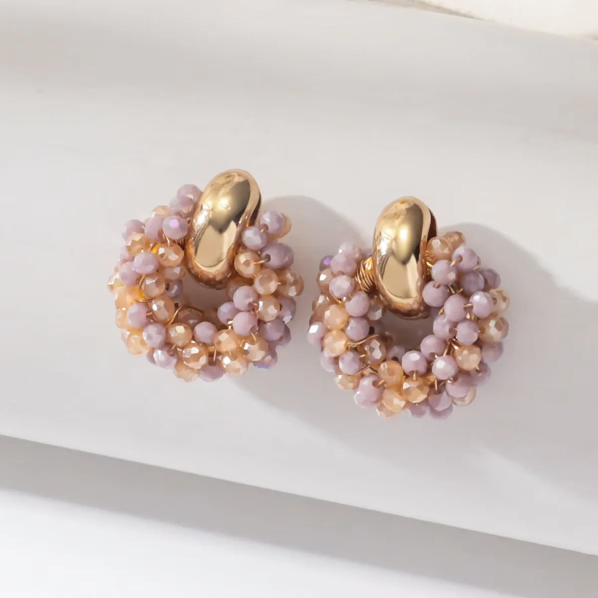 Boho Elegant round Crystal Beads Drop Earrings for Women Luxury Fashion Geometric Dangle Summer Beach Party Jewelry