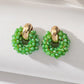 Boho Elegant round Crystal Beads Drop Earrings for Women Luxury Fashion Geometric Dangle Summer Beach Party Jewelry