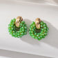 Boho Elegant round Crystal Beads Drop Earrings for Women Luxury Fashion Geometric Dangle Summer Beach Party Jewelry