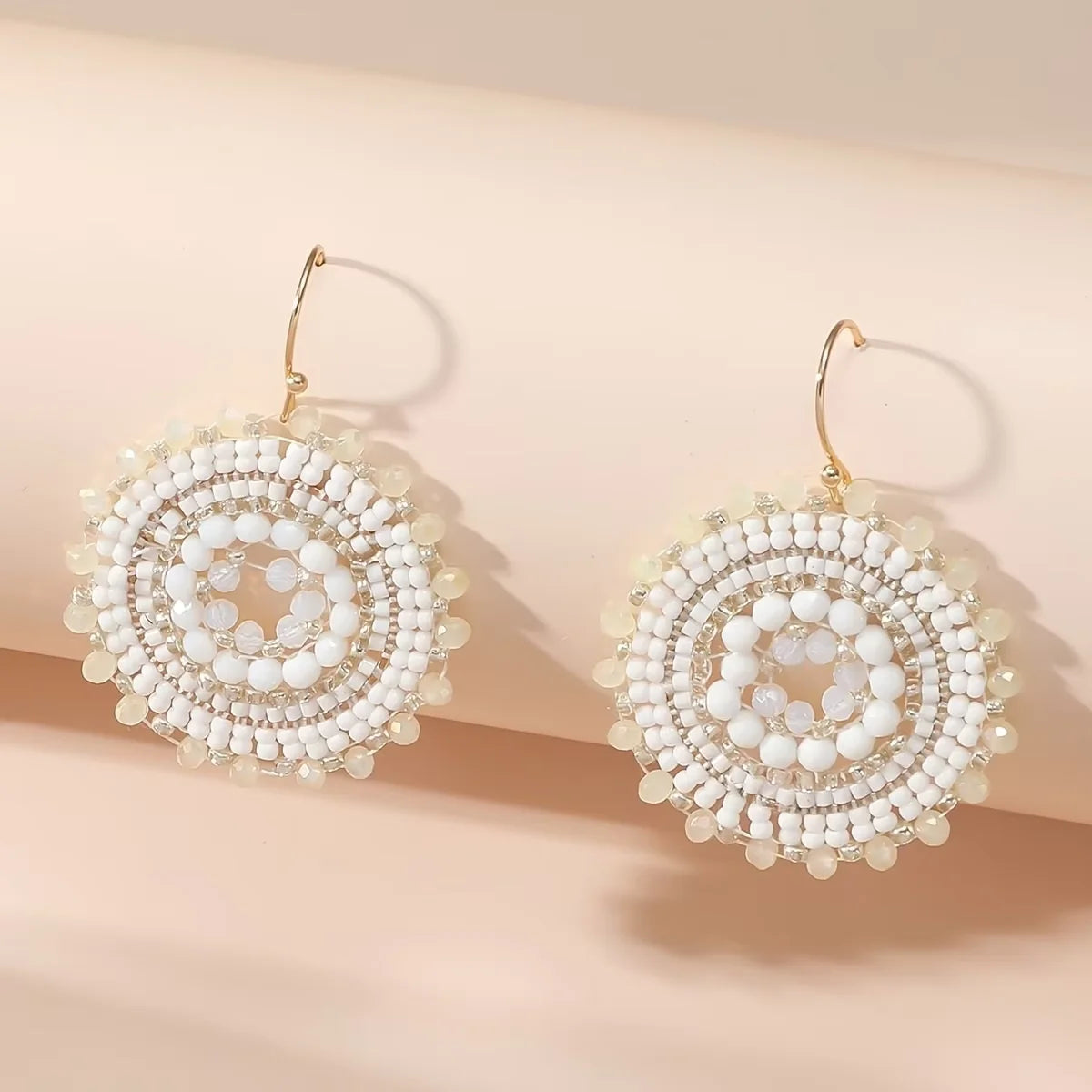 Exquisite Floral Design Drop Swing Earrings Vintage Boho Sparkling Rhinestone Beads for Vacation
