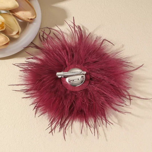 Vintage 15CM Artificial Feather Brooch Women's French Style Handmade Exaggerated Lapel Pin for Weddings And Parties