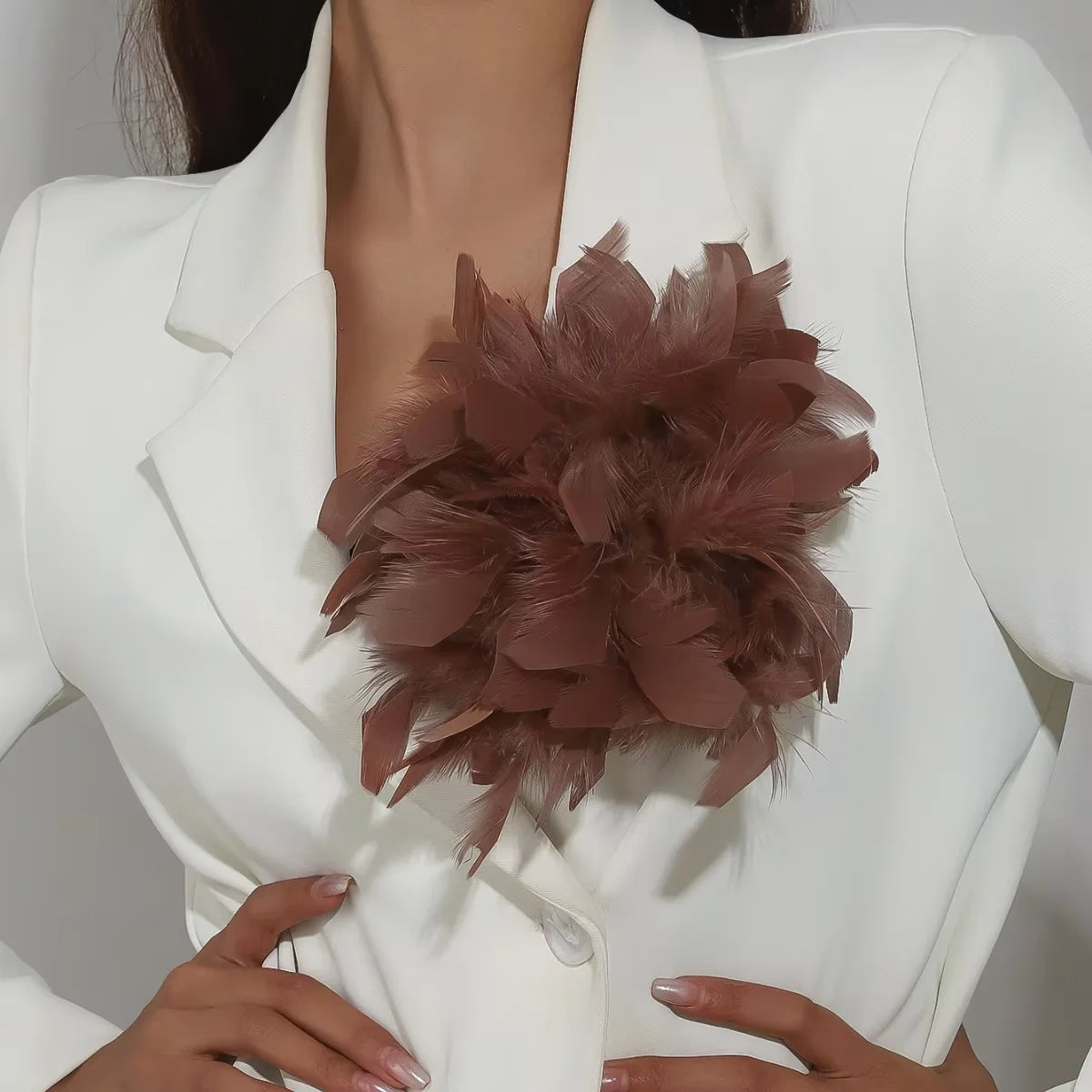 Handmade Luxury Colorful Feather Large Brooch 20CM Exaggerated Lapel Pins for Women