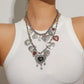Women's Fashion Punk Double Layered Choker Necklace with Metal Heart Pendant Vintage Luxury Party Jewelry Gift