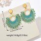 Bohemian Fan-Shaped Colored Bead Women's Earrings Retro Resort Style Unique Fashion Handmade Beaded Pendant Earrings