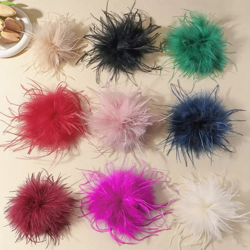 Vintage 15CM Artificial Feather Brooch Women's French Style Handmade Exaggerated Lapel Pin for Weddings And Parties