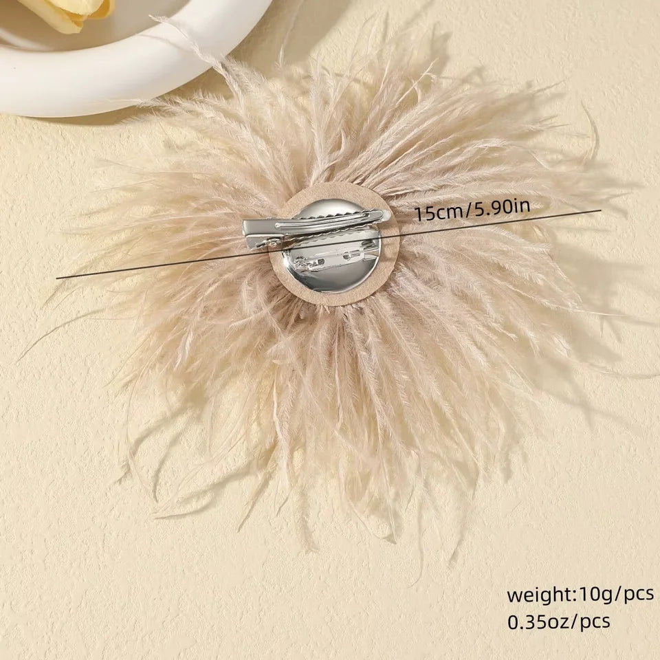 15CM French Style Multicolor Feather Brooch for Women Vintage Trendy Handmade Lapel Pin Wedding Party Jewelry Accessory