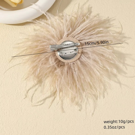 15CM French Style Multicolor Feather Brooch for Women Vintage Trendy Handmade Lapel Pin Wedding Party Jewelry Accessory