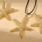 Women's Bohemian Exaggerated Big Starfish Pendant Long Necklace And Earrings Set Summer Ocean Animal Metal Jewelry for Party