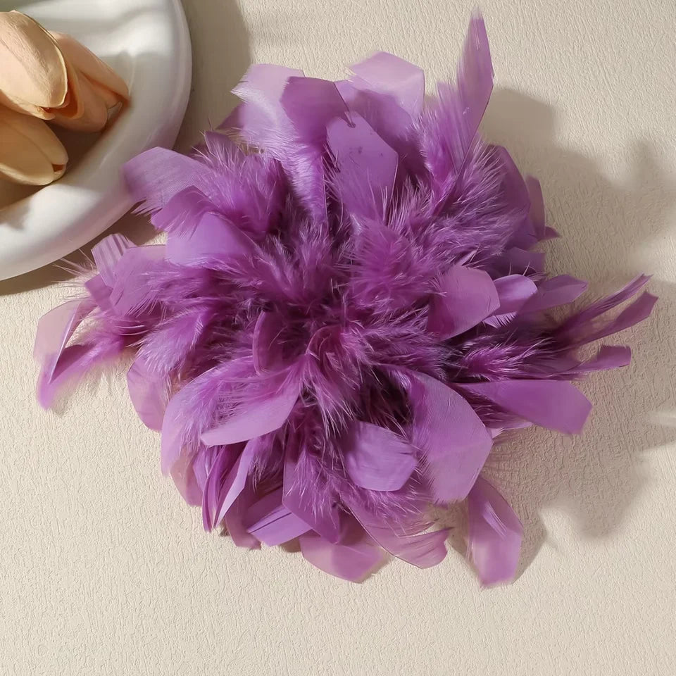 Handmade Luxury Colorful Feather Large Brooch 20CM Exaggerated Lapel Pins for Women