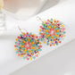 Exquisite Floral Design Drop Swing Earrings Vintage Boho Sparkling Rhinestone Beads for Vacation