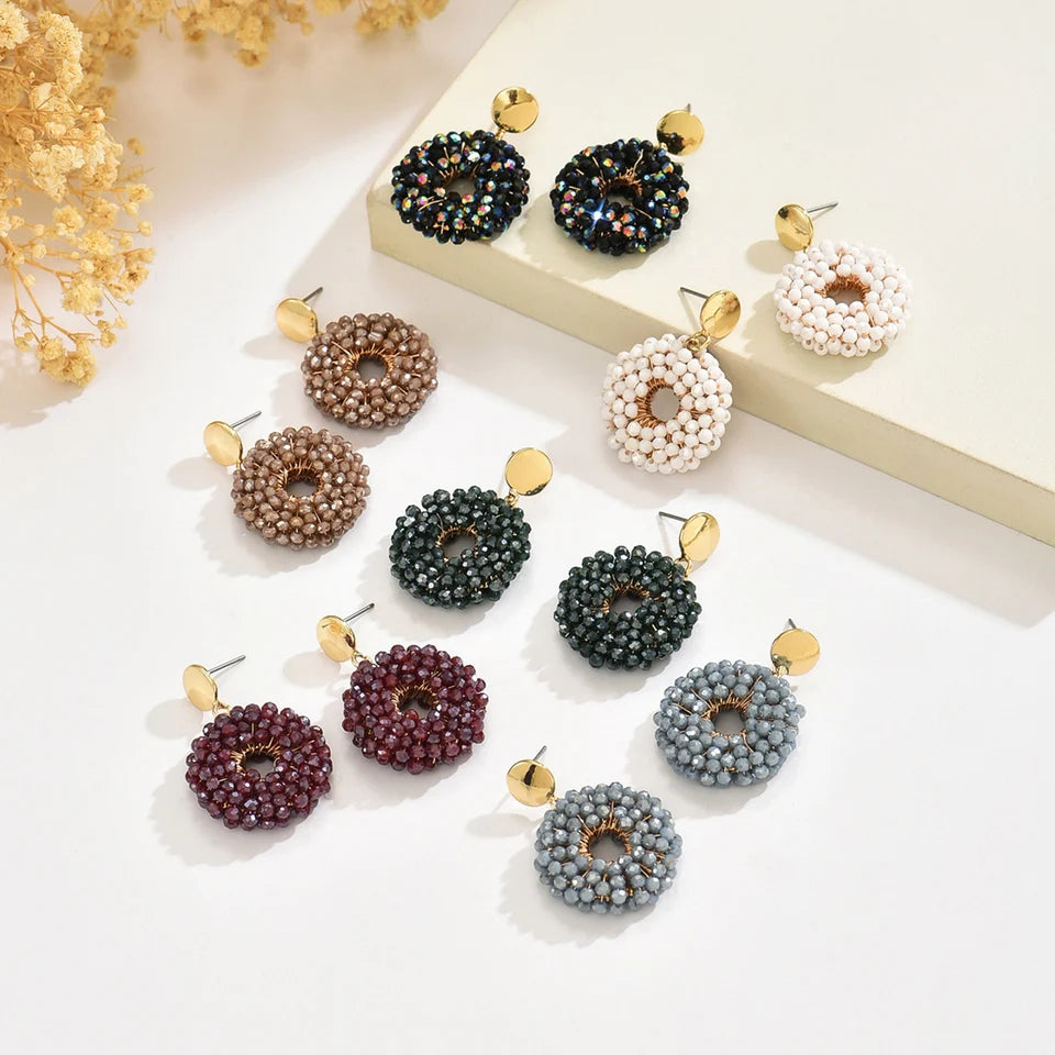 Handmade round Bead Earrings Fashionable Minimalist Design Suitable for Parties And Daily Wear