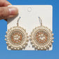 Exquisite Floral Design Drop Swing Earrings Vintage Boho Sparkling Rhinestone Beads for Vacation