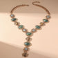 Retro Chunky Chain Geometric Resin Necklace Women's Asymmetrical Metal Necklace Ethnic-Style Jewelry Gift