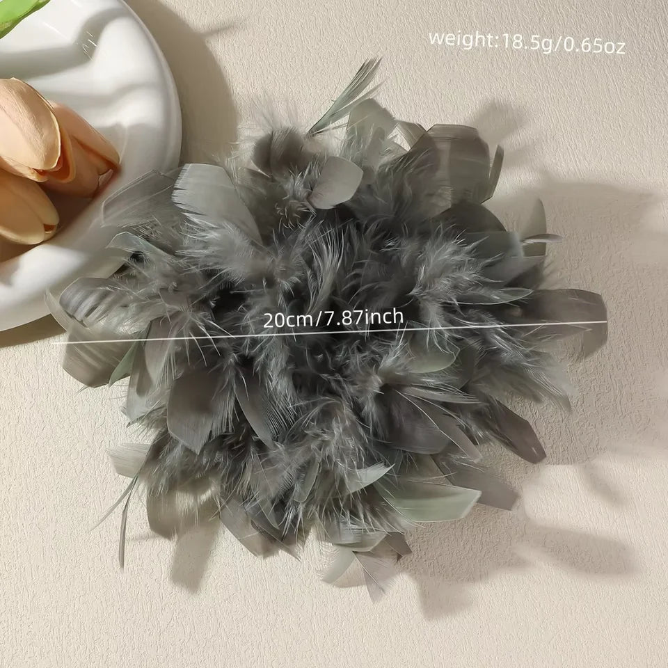 Handmade Luxury Colorful Feather Large Brooch 20CM Exaggerated Lapel Pins for Women