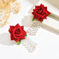 Romantic Imitation Pearl Rose Tassel Earrings for Women Simple Stylish Versatile Floral Daily Wear
