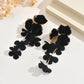 Elegant Burgundy Floral Long Dangle Earrings for Women
