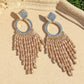 Women's Bohemian Ethnic Long Tassel Earrings with Crystal Beads Vintage Elegant Geometric Metal Drop Earrings Handmade Jewelry