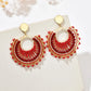 Bohemian Fan-Shaped Colored Bead Women's Earrings Retro Resort Style Unique Fashion Handmade Beaded Pendant Earrings