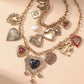 Women's Fashion Punk Double Layered Choker Necklace with Metal Heart Pendant Vintage Luxury Party Jewelry Gift