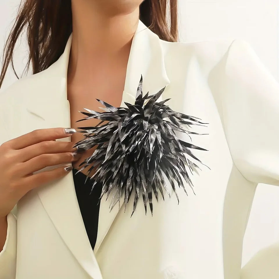 Retro Handmade Leopard Print Flower Brooch Women's Fashionable Unique Bold Design for Daily Wear And Parties