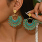 Bohemian Fan-Shaped Colored Bead Women's Earrings Retro Resort Style Unique Fashion Handmade Beaded Pendant Earrings
