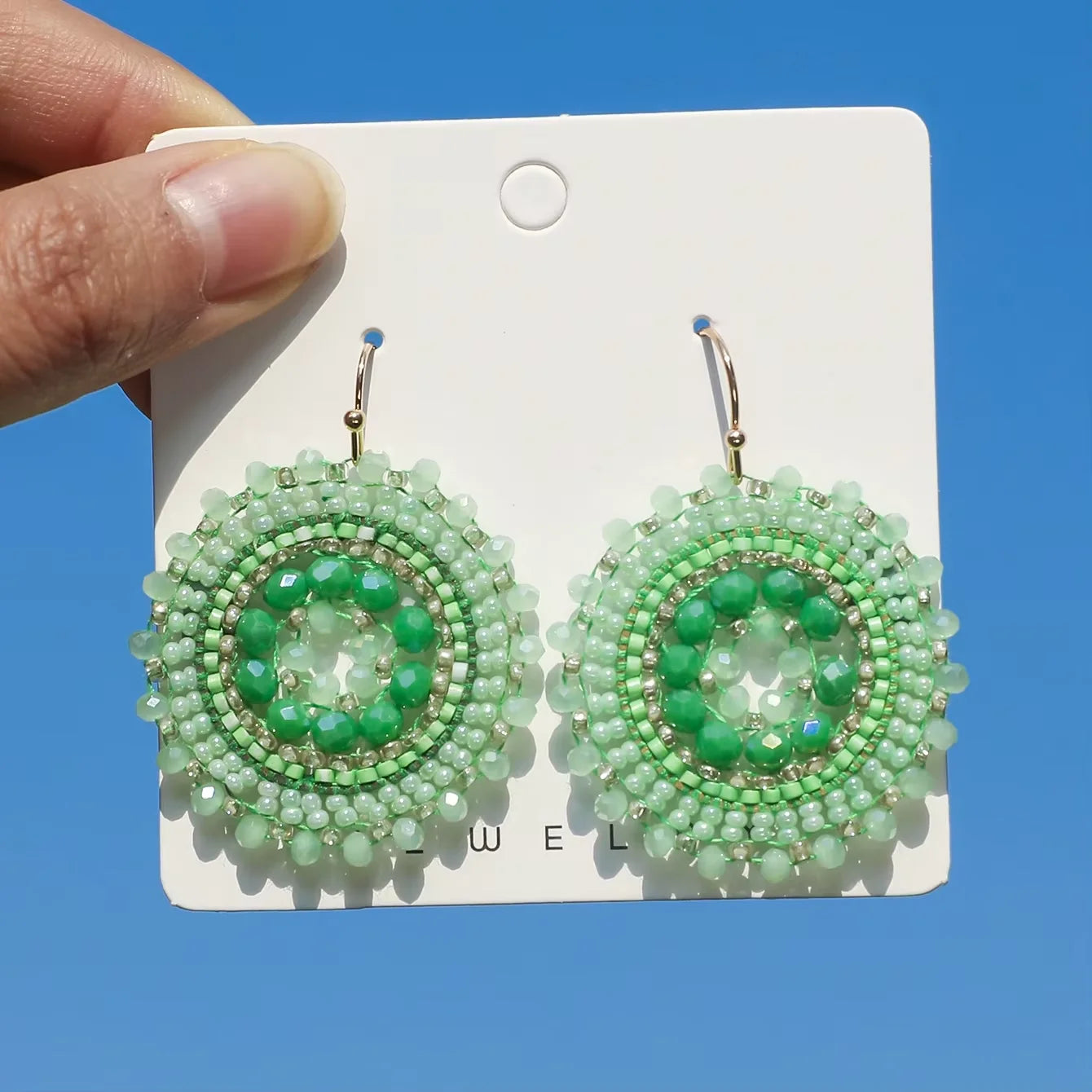 Exquisite Floral Design Drop Swing Earrings Vintage Boho Sparkling Rhinestone Beads for Vacation