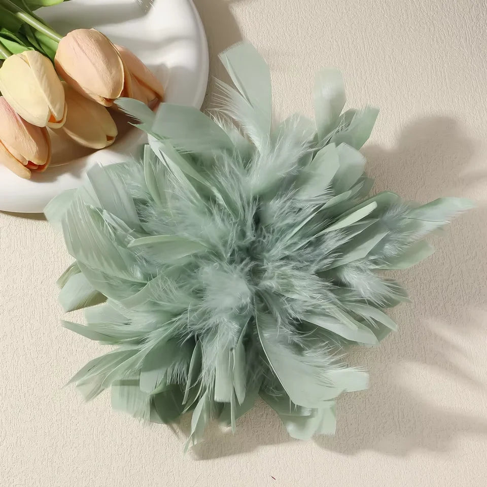 Handmade Luxury Colorful Feather Large Brooch 20CM Exaggerated Lapel Pins for Women