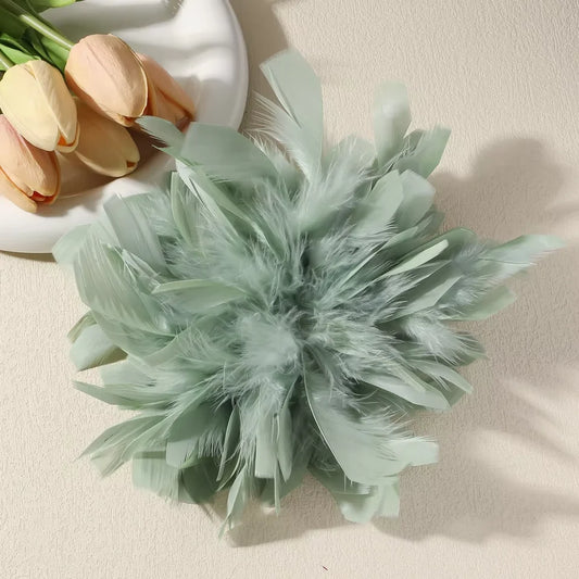 Handmade Luxury Colorful Feather Large Brooch 20CM Exaggerated Lapel Pins for Women