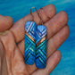 Earrings, Lavender Turquoise & Blue Ombre Mosaic Art with Genuine Copper Details, Rectangular Shape, Unique Gift Idea, Lightweight and Fun