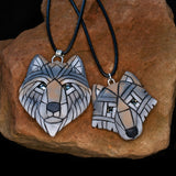 Gray Wolf Necklace, Wild American Species, Your Choice of 2 sizes, Mosaic Art Design, Spirit Animal, Unique Gift Idea, Amulet, Western Totem