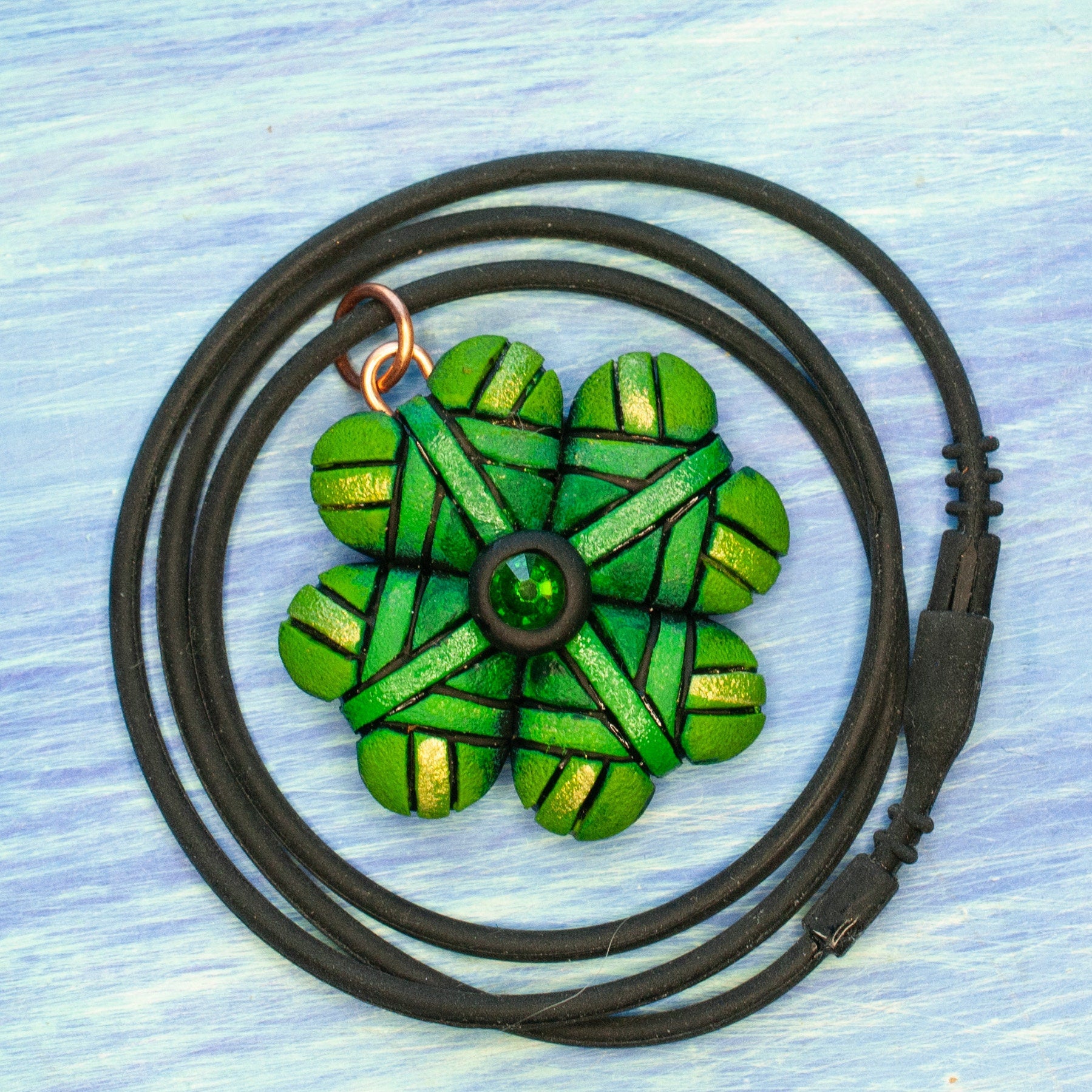 Shamrock Necklace, Green Four-Leaf Clover, St. Patrick's Day Gift, Luck of the Irish, 3 sizes, Symbol of Ireland, Lucky Charm, Celtic Cross