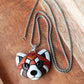 Red Panda Necklace, Leather, Gift idea for animal lovers, cord options, Endangered Species, Himalayan,  Cute Spirit Animal, the perfect gift